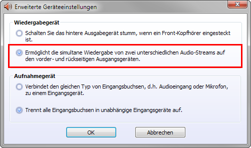 Realtek Soundkarte: Erweiterte Einstellungen