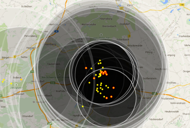Blitzkarte vom 13.06.2015 über Gera