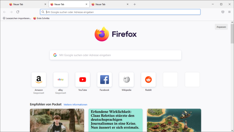 Firefox 89: Proton (neues Design)
